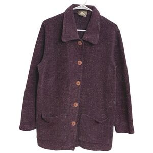 Territory Ahead‎ Lagenlook Textured Knit Jacket Plum Button Front Art Teacher M